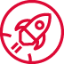en icon rakete rot.